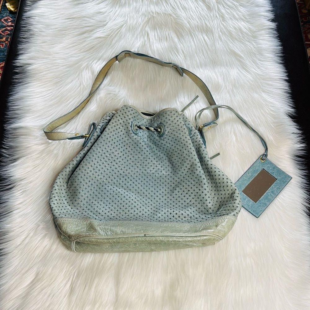 Balenciaga Pale Blue Arena Cross Pampille Bag - Picture 8 of 15